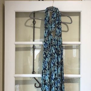 CAbi - Patterned Jersey Halter Maxi Dress